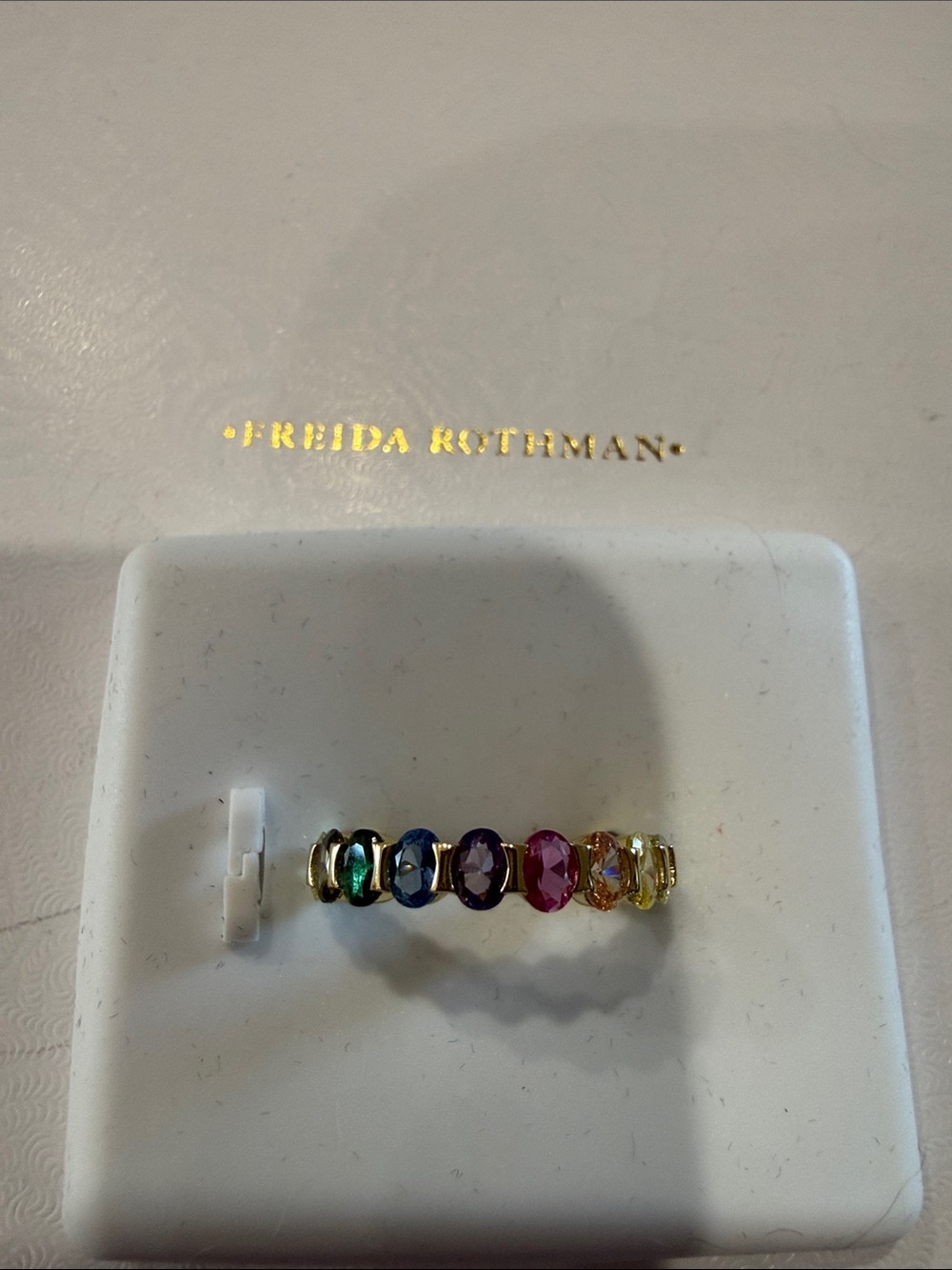 Freida Rothman Multicolor Gemstone Sterling Silver Ring sz 6